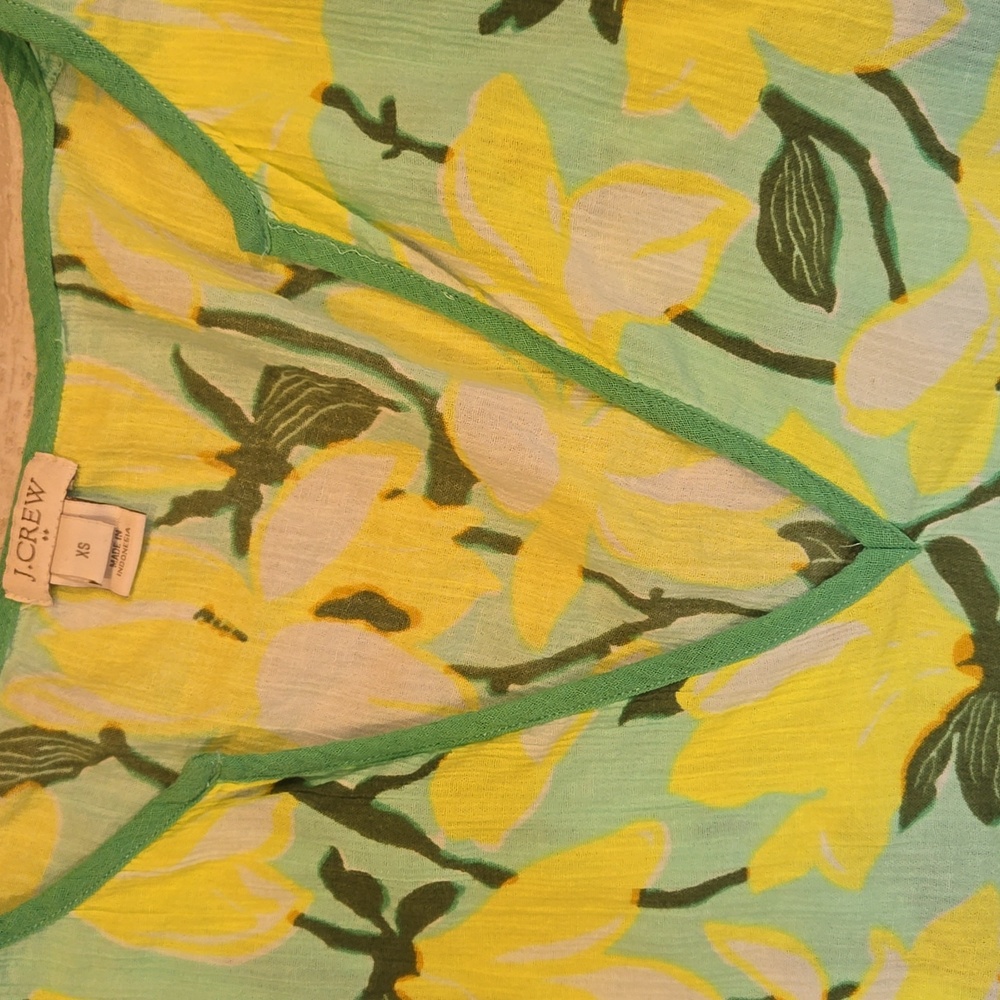 J. Crew Green/Yellow Floral Print 100% Cotton Cover-Up - Picture 4 of 8